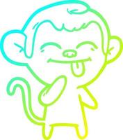 cold gradient line drawing funny cartoon monkey vector