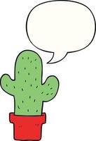 cartoon cactus and speech bubble vector