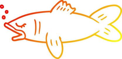 warm gradient line drawing cartoon fish vector