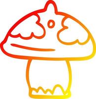 warm gradient line drawing cartoon mushroom vector