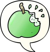 cartoon fresh bitten apple and speech bubble in smooth gradient style vector