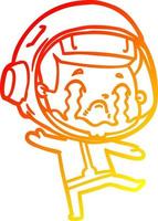 warm gradient line drawing cartoon crying astronaut vector