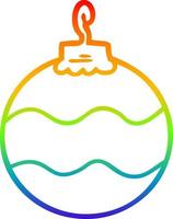 rainbow gradient line drawing cartoon christmas bauble vector