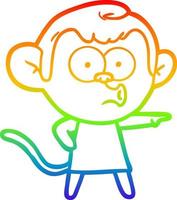 rainbow gradient line drawing cartoon pointing monkey vector