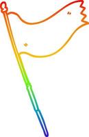 rainbow gradient line drawing cartoon waving flag vector