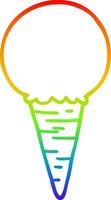 rainbow gradient line drawing cartoon ice cream cone vector