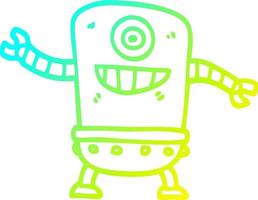 cold gradient line drawing cartoon robot vector