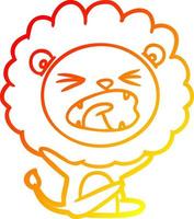 warm gradient line drawing cartoon lion throwing tantrum vector