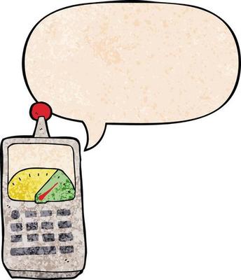 cartoon science equipment and speech bubble in retro texture style
