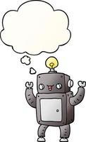 cartoon happy robot and thought bubble in smooth gradient style vector