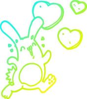 cold gradient line drawing cartoon rabbit in love vector