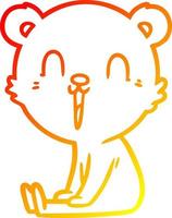 warm gradient line drawing happy cartoon bear vector