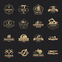 Electric tools logo icons set, simple style vector