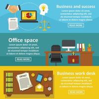 Office space banner horizontal set, flat style vector