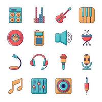 Recording studio symbols icons set, cartoon style vector