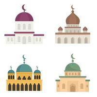 Mosque icons set flat vector isolated