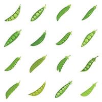 Peas icons set flat vector isolated