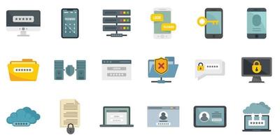 Multi-factor authentication icons set flat vector isolated