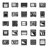 Modern convection oven icons set, simple style vector