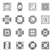 los iconos del procesador establecen el vector de contorno. tarjeta de computadora central