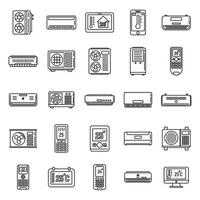 Conjunto de iconos de sistemas de control de clima moderno, estilo de esquema vector