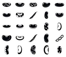 Kidney bean food icons set, simple style vector
