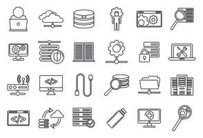 conjunto de iconos de administrador de TI de la empresa, estilo de esquema vector