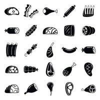 Meat icons set, simple style vector