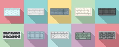 Keyboard icons set, flat style vector
