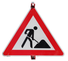 road works sign isolated over white png