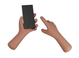 Cell Phone in hand with white background. 3D Rendering photo