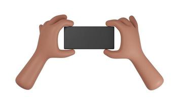 Cell Phone in hand with white background. 3D Rendering photo