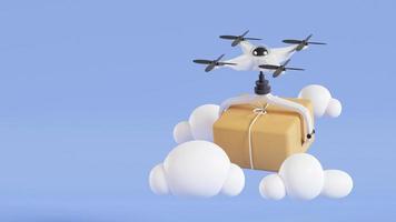 Drones deliver parcels to destinations, Delivery by drone concept. 3d rendering photo