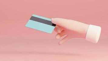 Hand holding a credit card isolated on background. 3D Rendering photo