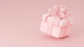 Cute soft pink giftbox. 3D Rendering photo