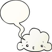 cartoon cloud and speech bubble in smooth gradient style vector