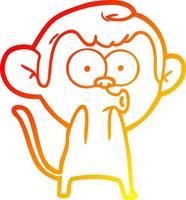 warm gradient line drawing cartoon surprised monkey vector