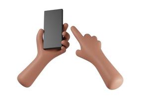 celular en mano con fondo blanco. representación 3d foto