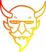 warm gradient line drawing cartoon devil face vector