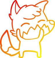 warm gradient line drawing cartoon fox vector