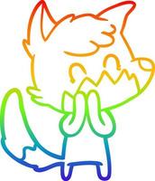 rainbow gradient line drawing cartoon friendly fox vector