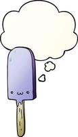 cartoon ice lolly and thought bubble in smooth gradient style vector