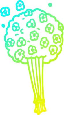 cold gradient line drawing cartoon bunch of flowers