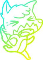 cold gradient line drawing angry cartoon fox running vector