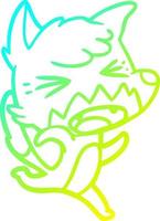 cold gradient line drawing angry cartoon fox running vector