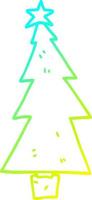 cold gradient line drawing cartoon christmas tree vector