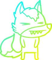 cold gradient line drawing angry wolf cartoon vector