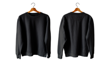 zwarte geïsoleerde trui voor- en achteraanzicht png
