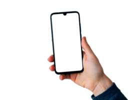 Isolated right hand holding a smartphone png