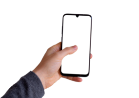 Isolated left hand holding a smartphone png